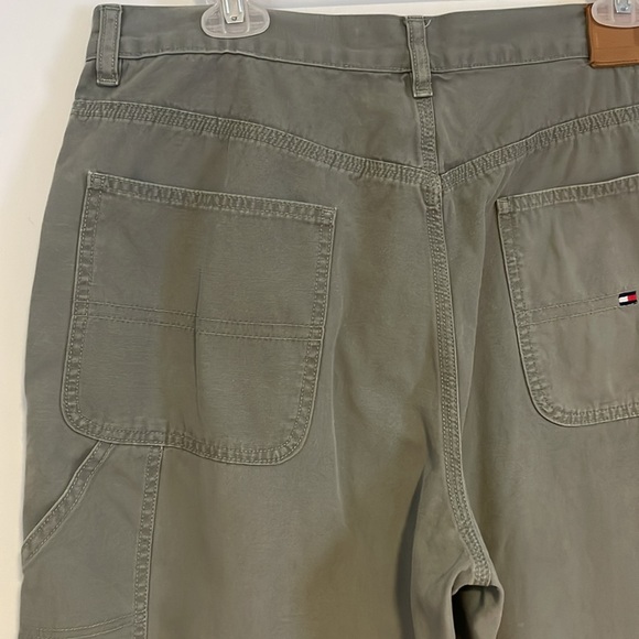 VTG Tommy Hilfiger Carpenter Pants 14 Green Crop ‘02 Y2K Olive Casual Loose Fit - Picture 9 of 16